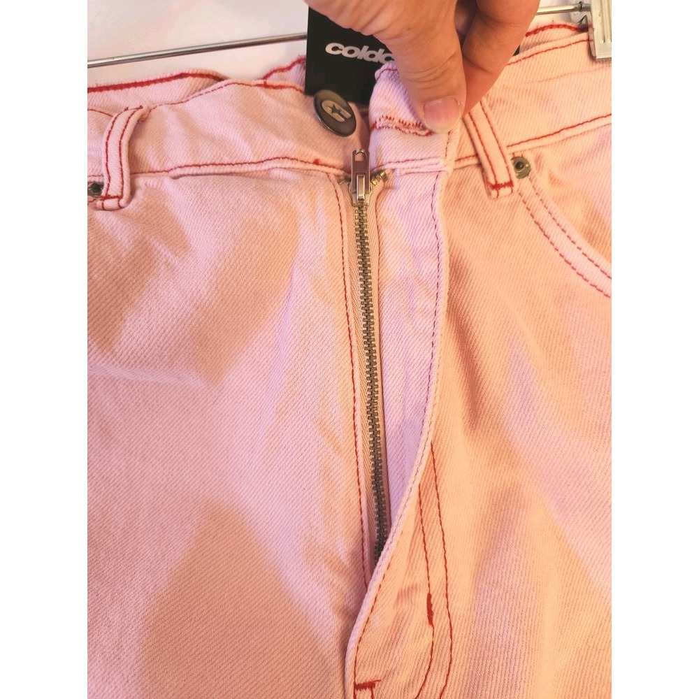 Cold Culture Stitching Jorts Sweet Lilac Pink Straight Loose Fit 100% Cotton Y2K - Picture 15 of 16